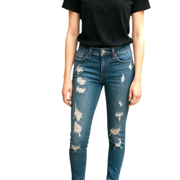Express Stretch Distressed Ankle Jeans Size 2 - Picture 1 of 11